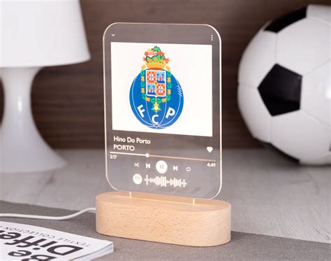 Candeeiro Equipa De Futebol Spotify Base De Madeira MadeInGift