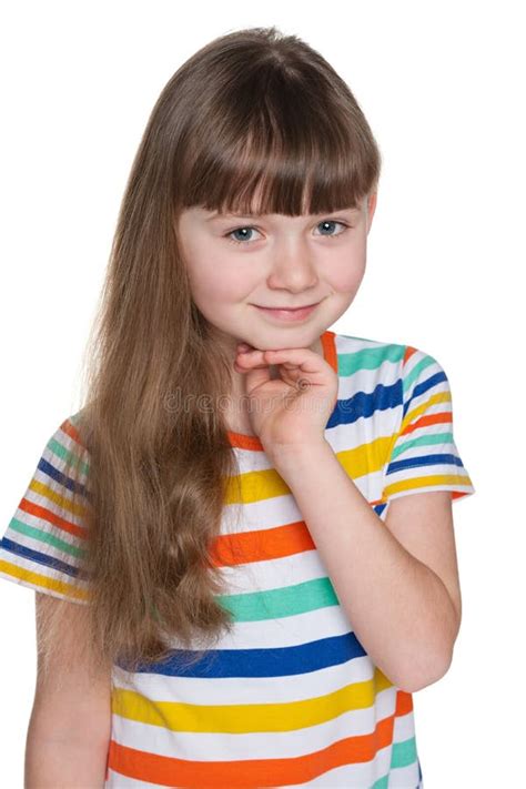 Pretty Young Girl Against the White Stock Image - Image of studio, child: 45699609