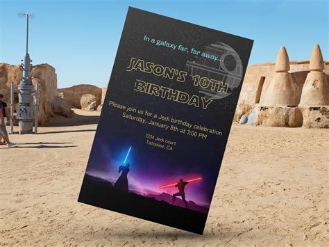 Star Wars Birthday Party Invitation Canva Editable Template For