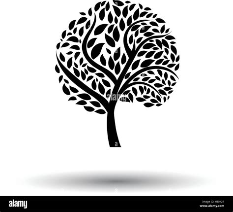 Ecological Tree Leaves Icon White Background With Shadow Design