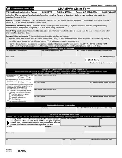 Champva Claim Va Form 10 7959a ≡ Fill Out Printable Pdf Forms Online