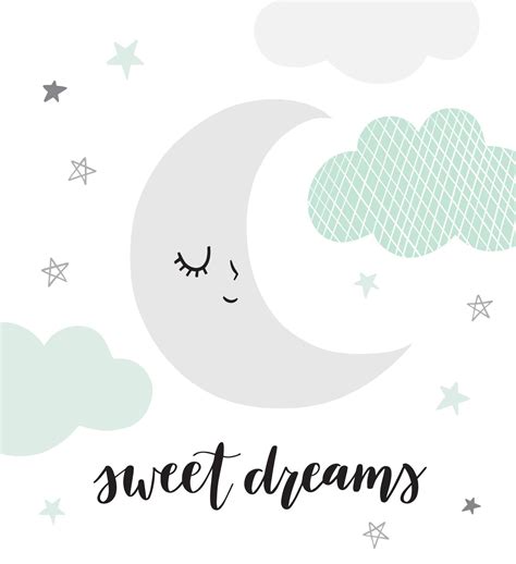 Cute vector moon illustration with hand lettered phrase Sweet Dreams ...