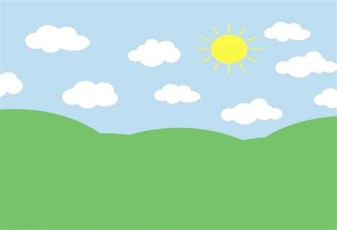 7x5ft Cartoon Clouds Baby Blue Sky Sun Green Grass Hills Custom Photo