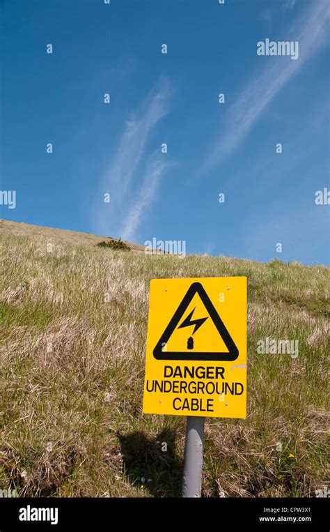 Underground Cable Warning Sign At Bindon Hill West Lulworth Dorset