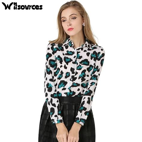 Witsources Women Sexy Leopard Print Blouses 2017 New Long Sleeve Casual