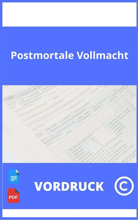 Postmortale Vollmacht Vordruck Formular Vorlage Muster