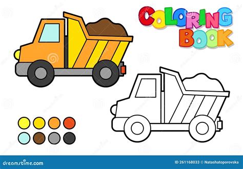 Vector Illustration Of A Dump Truck Coloring Book For Children Simple