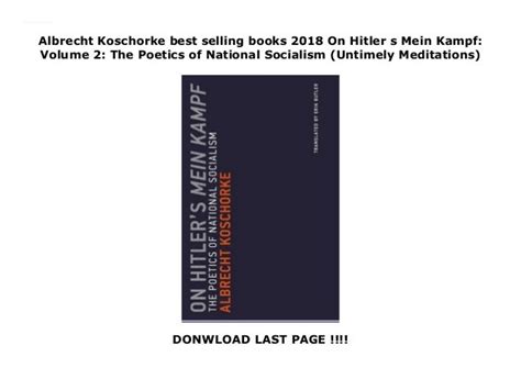 Albrecht Koschorke Best Selling Books 2018 On Hitler S Mein Kampf