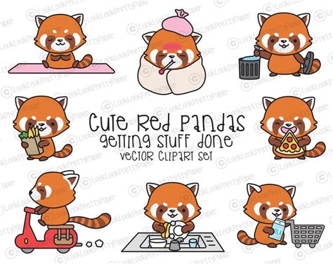 Premium Vector Clipart Kawaii Red Pandas Cute Red Pandas Etsy M Xico