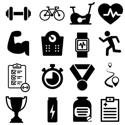 Fitness Vector Icon Set Sport Illustration Sign Collection Workout