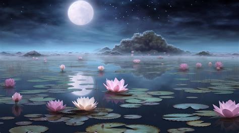 Premium Photo The Reflection Of A Tranquil Lotus Pond Under A