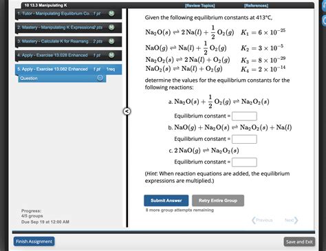 Solved Given The Following Equilibrium Constants At C Chegg