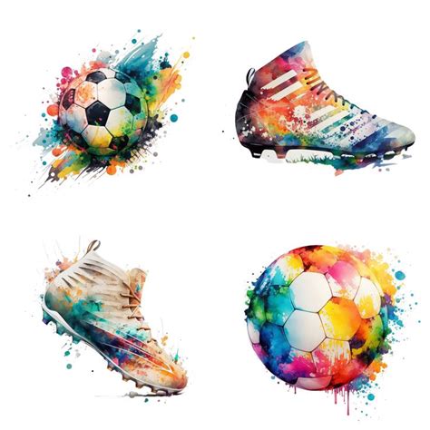 Soccer Ball and Soccer Shoes Set of 4, Soccer Printable Art