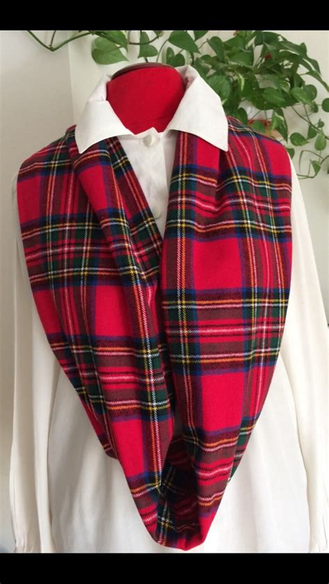 Unisex Red Tartan Plaid Infinity Scarf Flannel Scarf Blanket Etsy