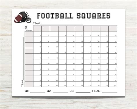 Football Squares Printable Football Square Fundraiser Square