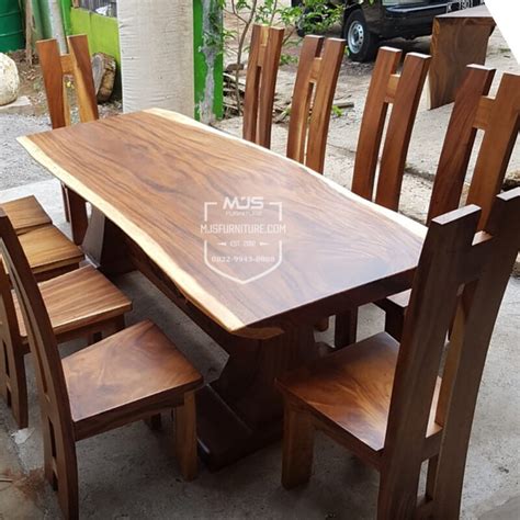 Set Meja Trembesi Suar Kaki Balok Variasi Mjs Furniture Jepara