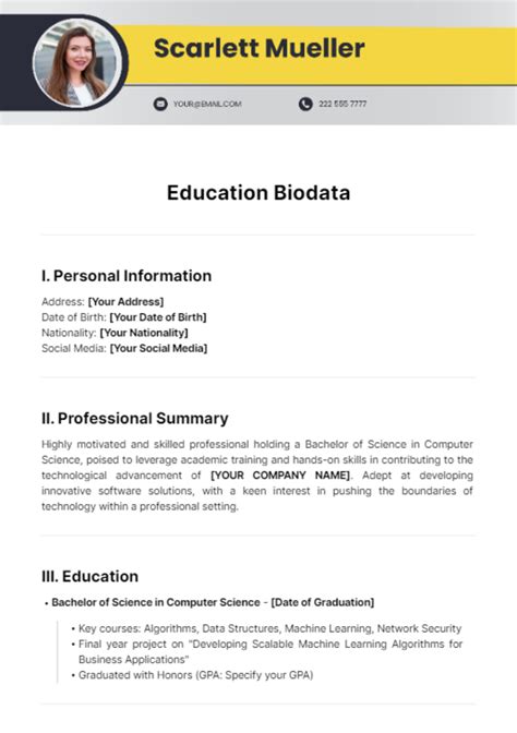 Free Education Biodata Template Edit Online And Download