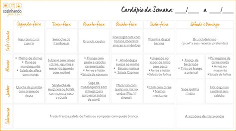 Cardápio da Semana seleção de receitas para a semana inteira n 1