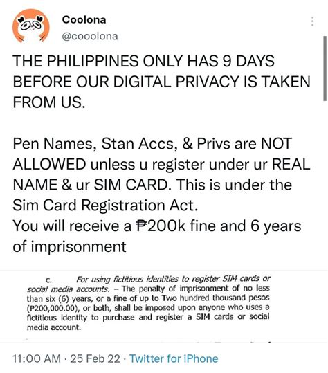 Hi Mga Teh Aware Ba Kayo Sa Sim Card Registration Act Sa Mga May Rp