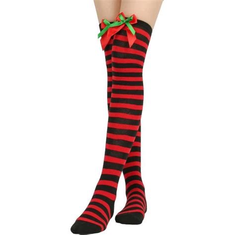 Chaussette De Noel Rayures Femme Chaussettes Hautes Montantes Christmas