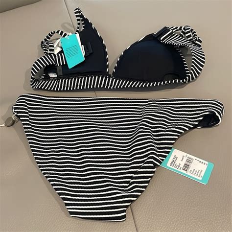 Seafolly Swim Seafolly Bikini Black Go Overboard Striped Ribbed Bikini Set Poshmark