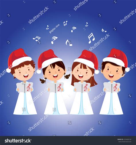 Christmas Carols Children Choir Singing Stock Vector Illustration