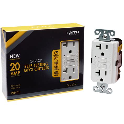 Faith 20a Gfci Outlets Slim Gfi Receptacles White 3 Pack