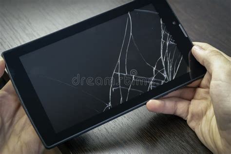 Broken Tablet Screen. Cracks on the Tablet Stock Image - Image of ...