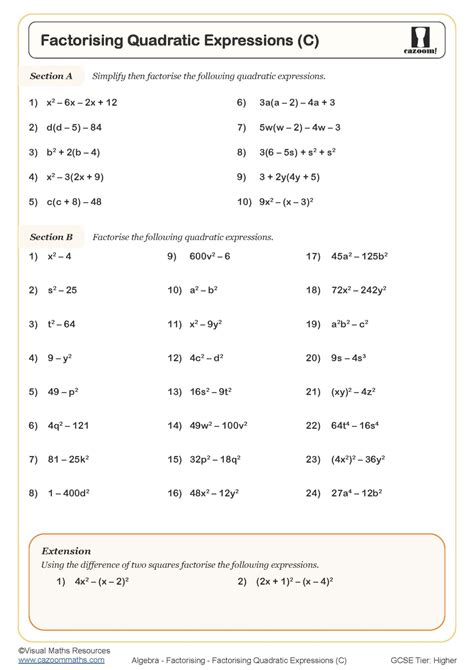 Factoring Linear Expressions Worksheets