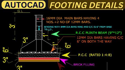 How To Draw A Footing And Column Section In Autocad Footing Column Section Step By Step Footing