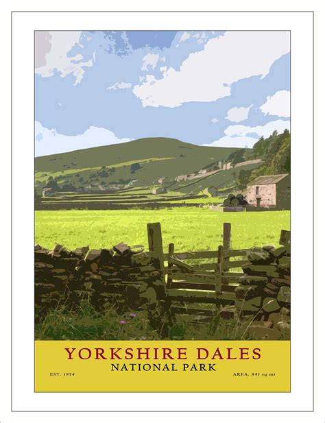 Vintage Style Poster Yorkshire Dales National Park Poster Etsy