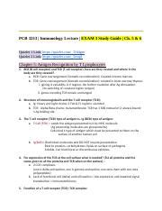 Immunology Lecture Exam Study Guide Docx Pcb Immunology