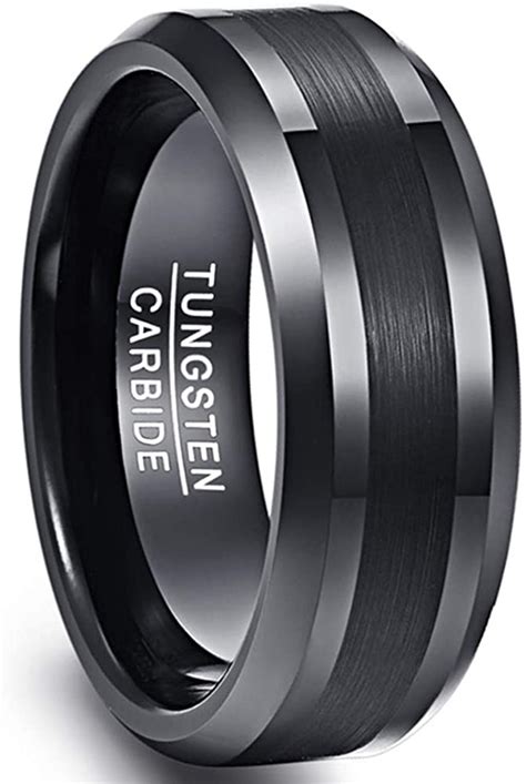 Indefinitely Black Tungsten Carbide Ring Men S Wedding Band Brushed