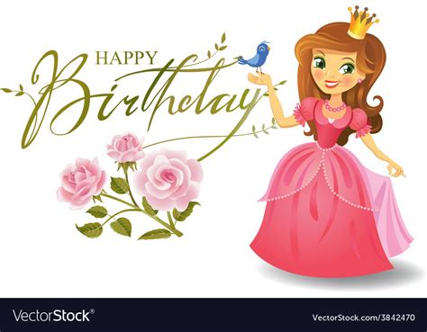 Happy Birthday Princess Greeting Card Royalty Free Vector