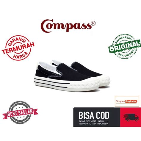 Jual ORIGINAL Sepatu Compass Retrograde Slip On Black Sepatu