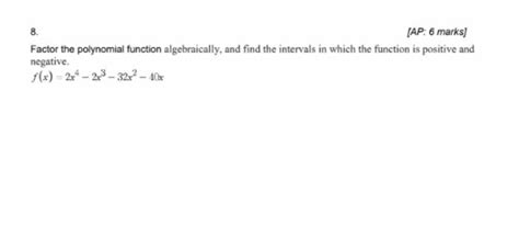 Solved 8 [ap 6 Marks] Factor The Polynomial Function