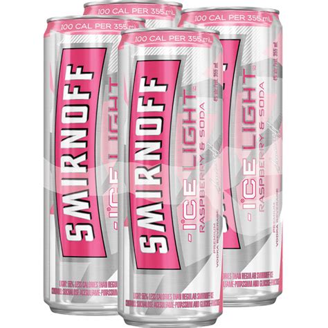 Smirnoff Ice Light Raspberry And Soda 4 Cans