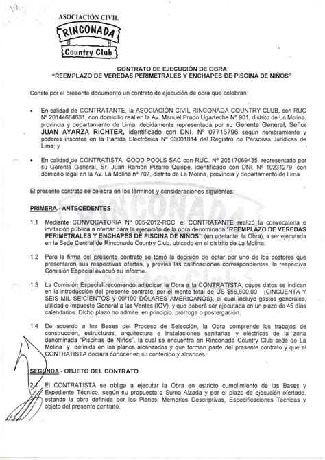 Contrato De Ejecucion De Las Obras De Viviendas