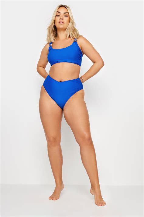 Yours Plus Size Blue Jewel Strap Bikini Top Yours Clothing