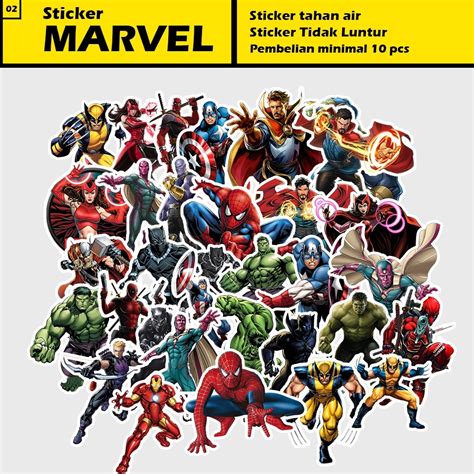 Jual Stiker Super Hero Marvel Iron Man Hulk Thor Spiderman DLL