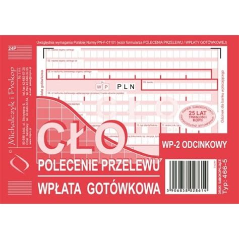 Druk C O Polecenie Przelewu A Wp Ata Got Wkowa Odc O K Michalczyk I