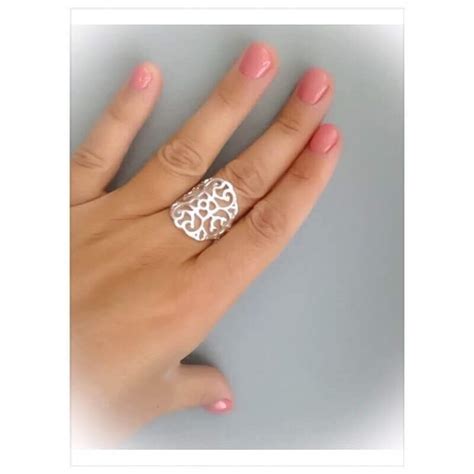 Bague Large Ajour E En Argent Massif Rhodi