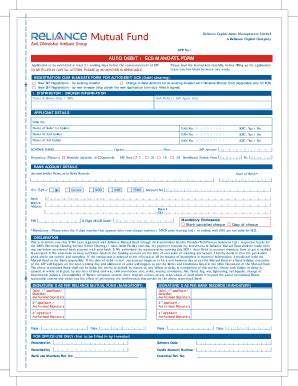 Fillable Online New SIP Auto Debit ECS Mandate Form 11 03 08 V Care