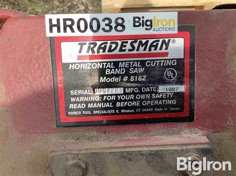 1997 Tradesman 8162 Horizontal Metal Cutting Band Saw BigIron Auctions