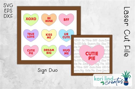 Conversation Heart Sign Duo Laser File Graphic By Kari Lind Creates