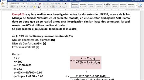 Calculo Del Tamaño De Muestra Youtube