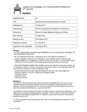 Fillable Online Parliament Nt Gov Petition 37 Database Form Explore And