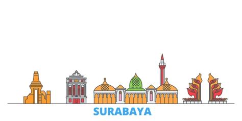 Indonesia Jakarta Flat Landmarks Vector Illustration Indonesia