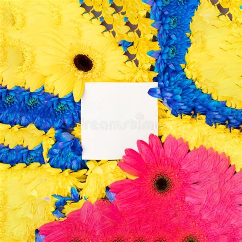 Abstract Colorful Background With Blue Yellow And Pink Flowers