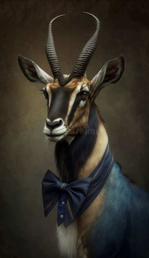 Realistic Portrait Illustration Art Showcasing Cute Antelope Wearing